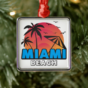 Stylischer Retro-Miami-Beach-Reise Ornament Aus Metall