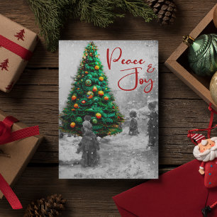 Stylischer retro-vintage-grüner Weihnachtsbaum Feiertagspostkarte