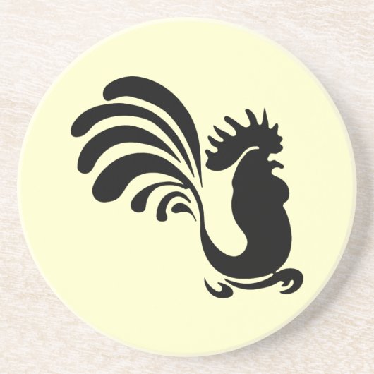 Stylischer Rooster Sandstone Untersetzer (Vorne)
