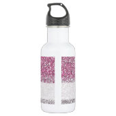 Stylischer Rosa Ombre Glitzer Monogram Name Edelstahlflasche (Rückseite)