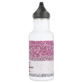 Stylischer Rosa Ombre Glitzer Monogram Name Edelstahlflasche (Rechts)
