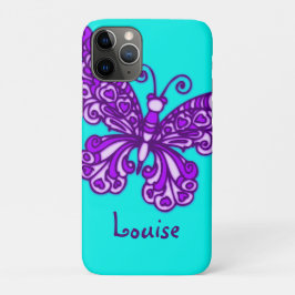 Stylischer Schmetterling-Aqua-lila individuelle Na iPhone 11 Pro Hülle