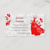 Stylischer Schneidersalon Tailor Dressmaker mit ro Visitenkarte (Rückseite)