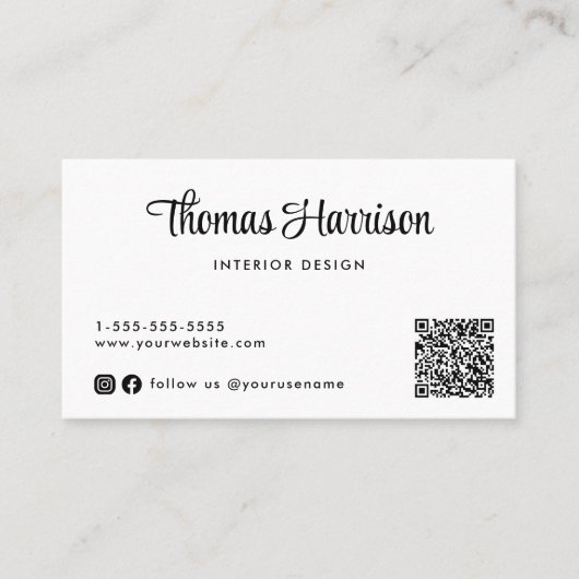 Stylischer Script QR Code Visitenkarte (Vorderseite)