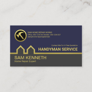 Stylischer Simple Gold Gebäude Line Handyman Serv Visitenkarte
