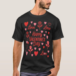 Stylischer St. Valentinstag Schwarz T-Shirt