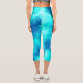 Stylischer Storm Cloud-Effekt Blau Capri Leggings (Rückseite)