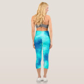Stylischer Storm Cloud-Effekt Blau Capri Leggings (Rückseite)