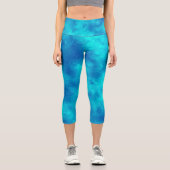Stylischer Storm Cloud-Effekt Blau Capri Leggings (Vorderseite)