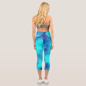 Stylischer Storm Cloud-Effekt Blau Capri Leggings (Rückseite)