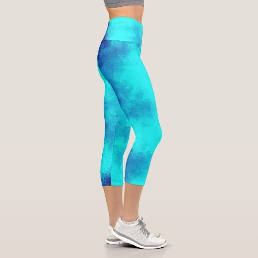 Stylischer Storm Cloud-Effekt Blau Capri Leggings (Rechts)