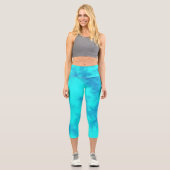 Stylischer Storm Cloud-Effekt Blau Capri Leggings (Vorderseite)