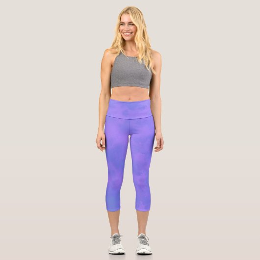 Stylischer Storm Cloud-Effekt Blau Capri Leggings (Vorderseite)
