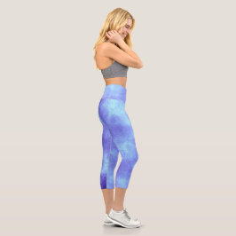 Stylischer Storm Cloud-Effekt Blau Capri Leggings