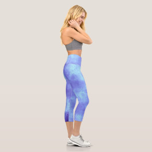 Stylischer Storm Cloud-Effekt Blau Capri Leggings
