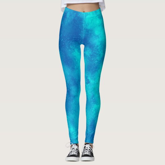 Stylischer Storm Cloud-Effekt Blau Leggings (Vorderseite)