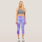 Stylischer Storm Cloud-Effekt Blau Lila Capri Leggings (Vorderseite)
