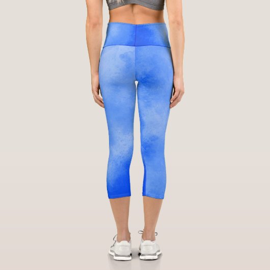 Stylischer Sturm Cloud-Effekt Frosty Blue Capri Leggings (Rückseite)