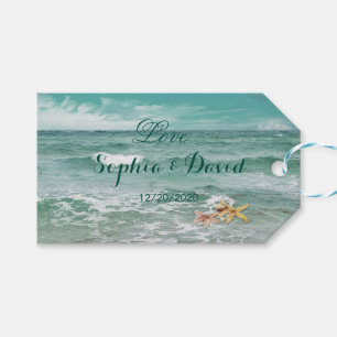 Stylischer Tag für Hochzeitsgeschenke am Strand Geschenkanhänger