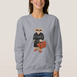Stylischer Teddy im Trenchcoat-Chic-Bärenmode Sweatshirt