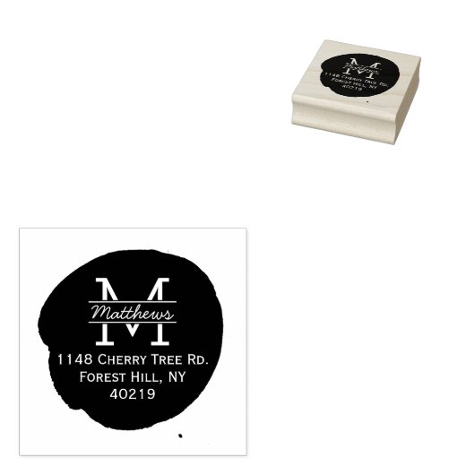 Stylischer Tinte Spritzer Custom Monogram Gummistempel (Stempel)