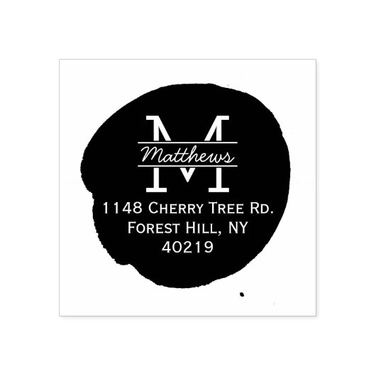 Stylischer Tinte Spritzer Custom Monogram Gummistempel (Prägung)