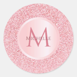 Stylischer Trend Rose Gold Glitter Vorlage Girly Runder Aufkleber