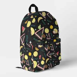 Stylischer tropischer Sommer Frucht Zitrone Schwar Bedruckter Rucksack