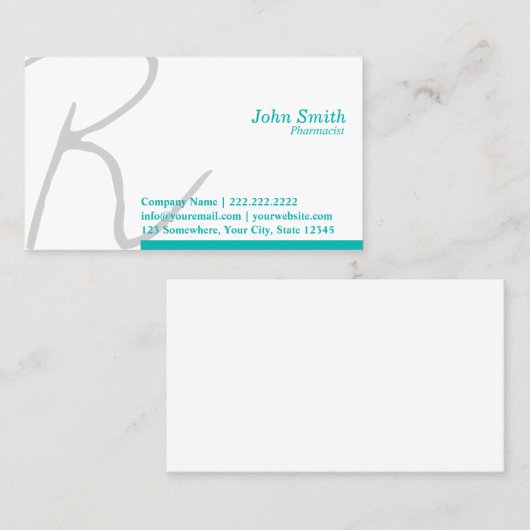 Stylischer Typografy Pharmacist Medical Visitenkarte (Vorne/Hinten)