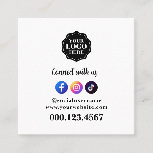 Stylischer und einfacher QR Code für Social Media Quadratische Visitenkarte (Vorderseite)