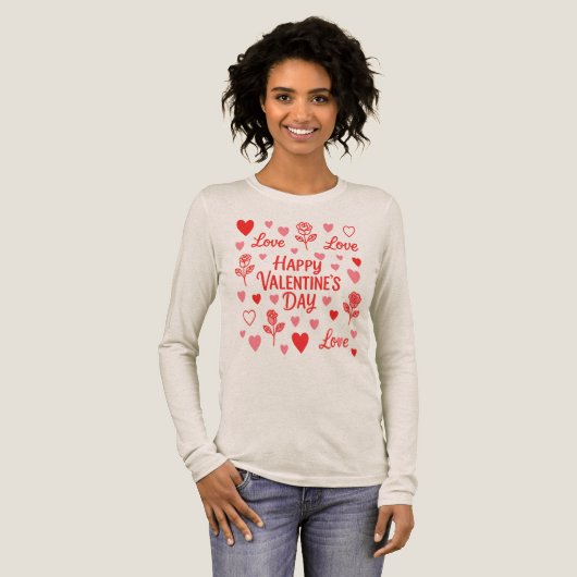 Stylischer Valentinstag  Tri-Blend Shirt (Volle Vorderseite)