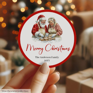 Stylischer Weihnachtsmann Rot Weiß Feiertagslabel Runder Aufkleber
