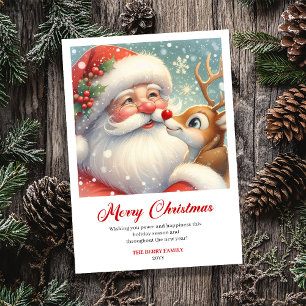Stylischer Weihnachtsmann Rudolph Cartoon Weihnach Feiertagskarte