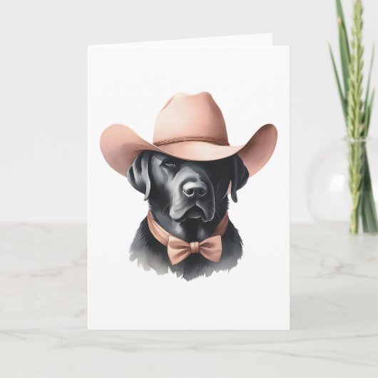 Stylischer Western Cowboy Hat Black Lab Begrüßung Karte (Vorderseite)
