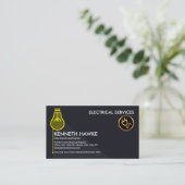 Stylischer Yellow Light Bulb Power Switch Elektris Visitenkarte (Stehend Vorderseite)