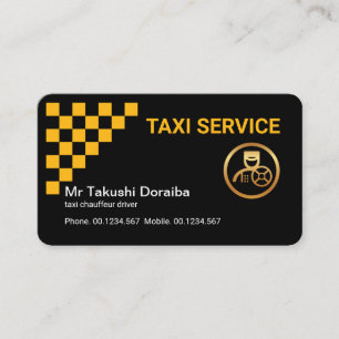 Stylischer Yellow Taxi Karo Box Cab Driver Visitenkarte