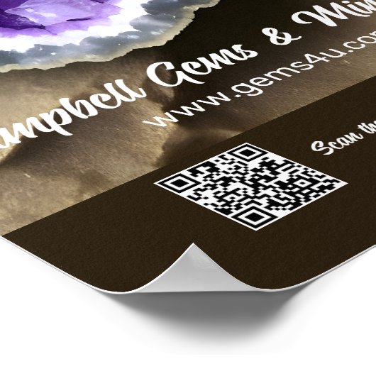 Stylisches Amethyst Geode Custom QR-Zeichen Poster (Ecke)