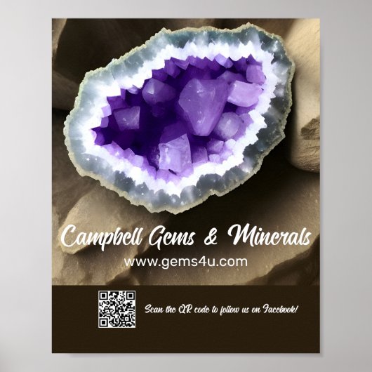 Stylisches Amethyst Geode Custom QR-Zeichen Poster (Vorne)