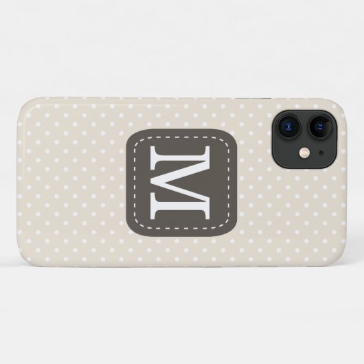 Stylisches Beige Polka Dot Muster Custom Monogram Case-Mate iPhone Hülle (Rückseite (Horizontal))