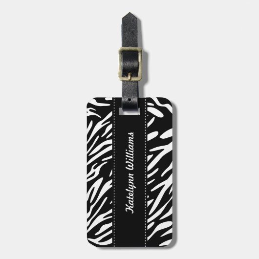 Stylisches, benutzerdefiniertes Zebra Print-Gepäck Gepäckanhänger (Vorderseite vertikal)