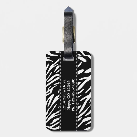 Stylisches, benutzerdefiniertes Zebra Print-Gepäck Gepäckanhänger (Rückseite vertikal)