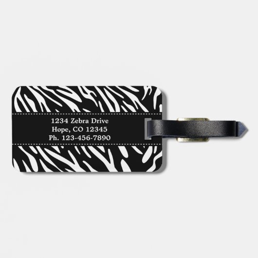 Stylisches, benutzerdefiniertes Zebra Print-Gepäck Gepäckanhänger (Rückseite horizontal)
