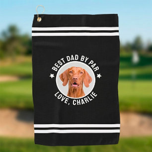 Stylisches "Bester Vater nach Par"-Hunde-Foto und  Golfhandtuch