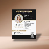 Stylisches Black Gold Notary Foto QR Code Marketin Flyer