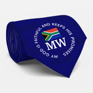 Stylisches Blau SOUTH AFRICA Christliches Monogram Krawatte