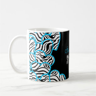 Stylisches Blau Sweet 16 Zebrahertz Design Name Kaffeetasse