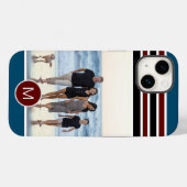 Stylisches, blaues Streifen Monogram Custom Foto Case-Mate iPhone Hülle (Rückseite (Horizontal))