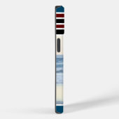 Stylisches, blaues Streifen Monogram Custom Foto Case-Mate iPhone Hülle (Rückseite / Rechts)