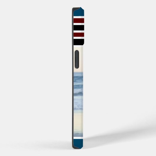 Stylisches, blaues Streifen Monogram Custom Foto Case-Mate iPhone Hülle (Rückseite / Rechts)