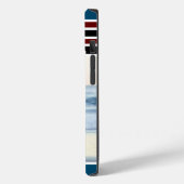 Stylisches, blaues Streifen Monogram Custom Foto Case-Mate iPhone Hülle (Rückseite / Links)